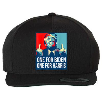 Donald Trump Middle Finger Biden Harris America Republican Wool Snapback Cap