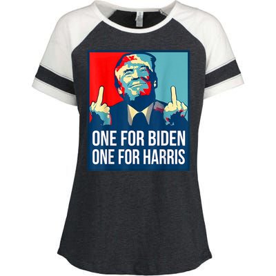 Donald Trump Middle Finger Biden Harris America Republican Enza Ladies Jersey Colorblock Tee