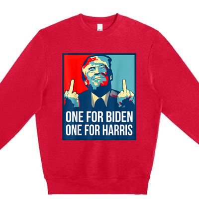 Donald Trump Middle Finger Biden Harris America Republican Premium Crewneck Sweatshirt