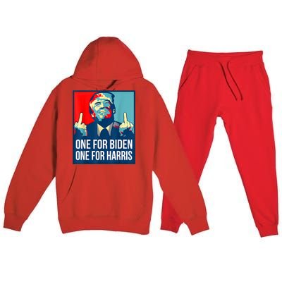 Donald Trump Middle Finger Biden Harris America Republican Premium Hooded Sweatsuit Set