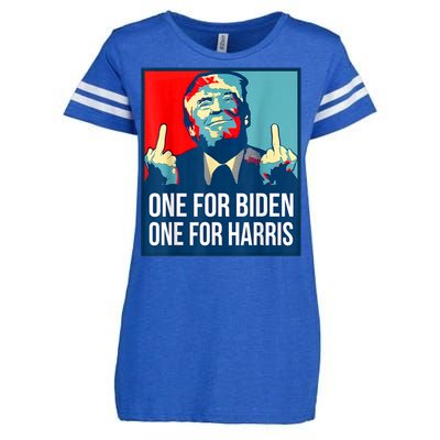 Donald Trump Middle Finger Biden Harris America Republican Enza Ladies Jersey Football T-Shirt