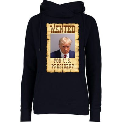 DONALD TRUMP MUG SHOT WANTED SIGN Womens Funnel Neck Pullover Hood