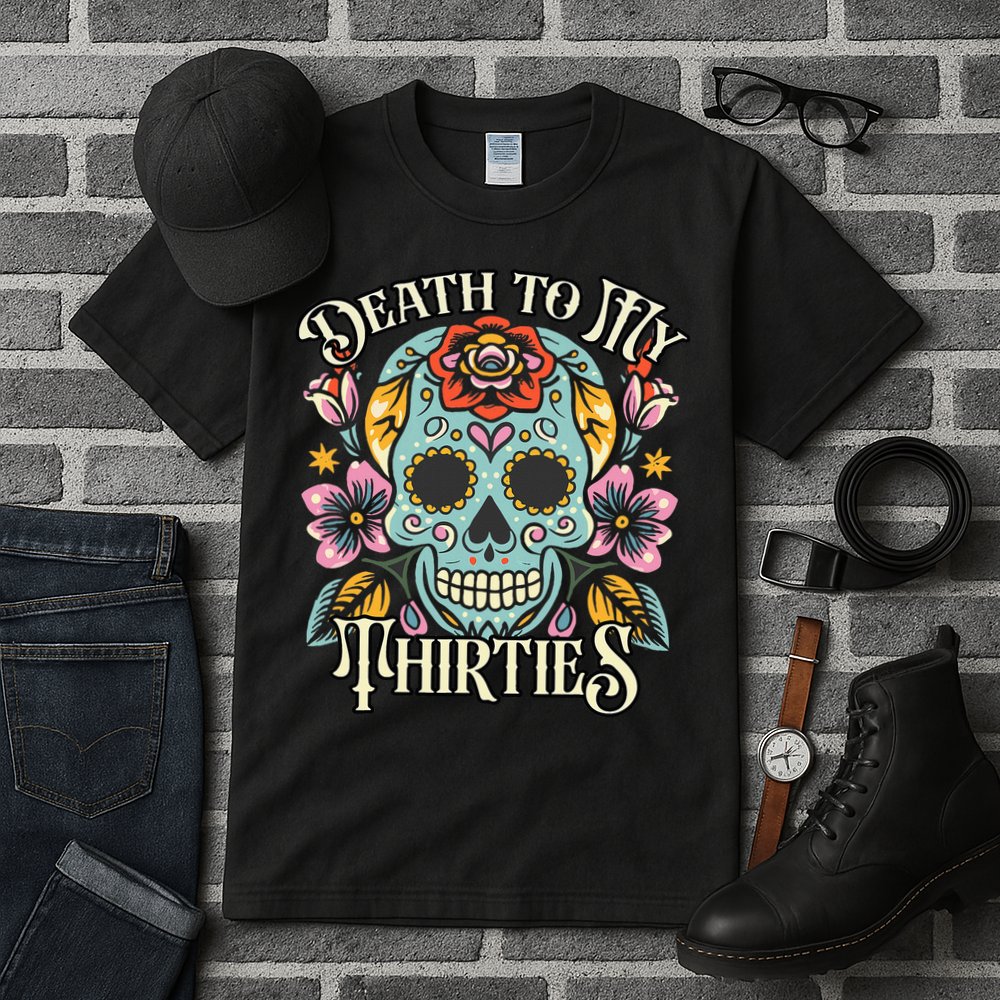 Death To My Thirties Rip 30s Floral Skull 40th Birthday Tall T-Shirt