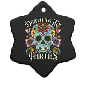 Death To My Thirties Rip 30s Floral Skull 40th Birthday Ceramic Star Ornament