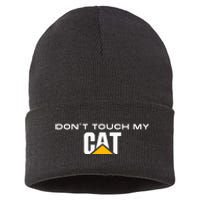 Dont Touch My Cat Operator Driver Fan Caterpillar Sustainable Knit Beanie