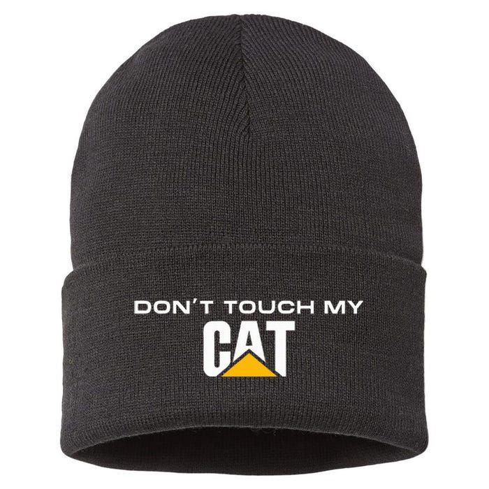 Dont Touch My Cat Operator Driver Fan Caterpillar Sustainable Knit Beanie