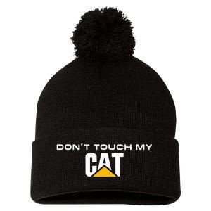 Dont Touch My Cat Operator Driver Fan Caterpillar Pom Pom 12in Knit Beanie