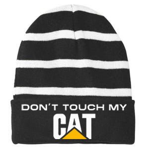 Dont Touch My Cat Operator Driver Fan Caterpillar Striped Beanie with Solid Band