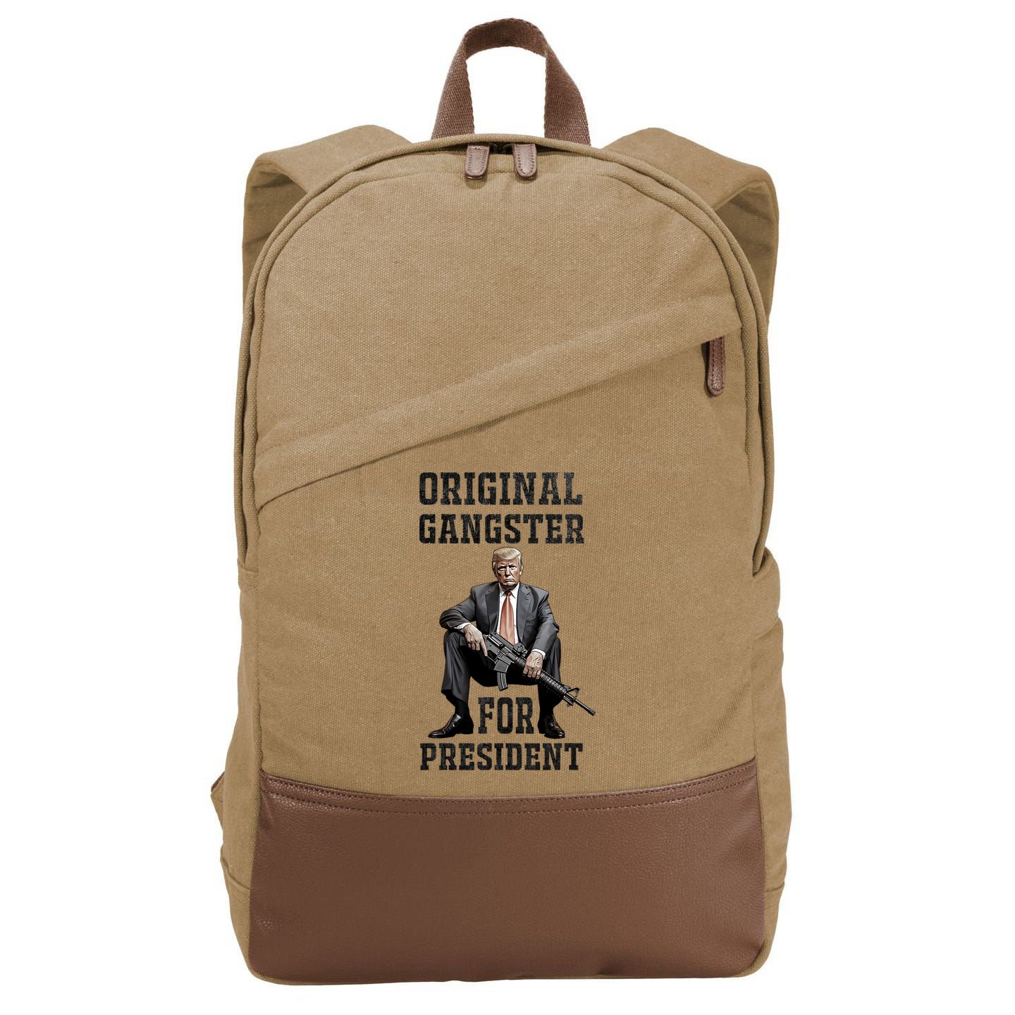 Donald Trump Mugshot Original Gangster For President 2024 Cotton Canvas Backpack
