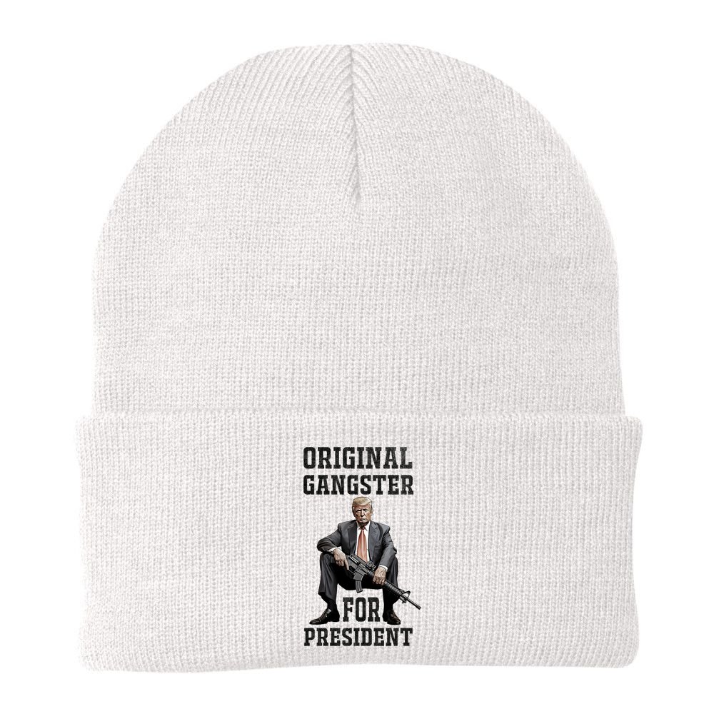 Donald Trump Mugshot Original Gangster For President 2024 Beanie