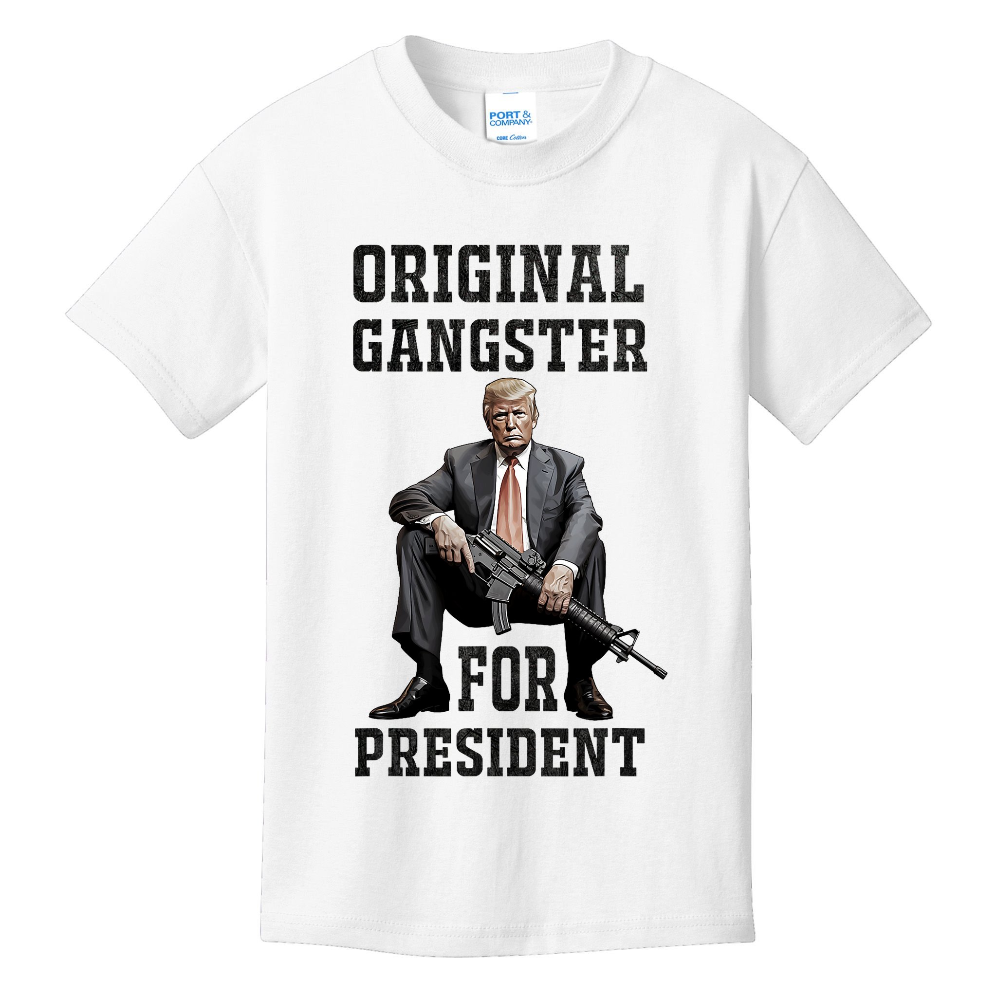 Donald Trump Mugshot Original Gangster For President 2024 Kids T-Shirt