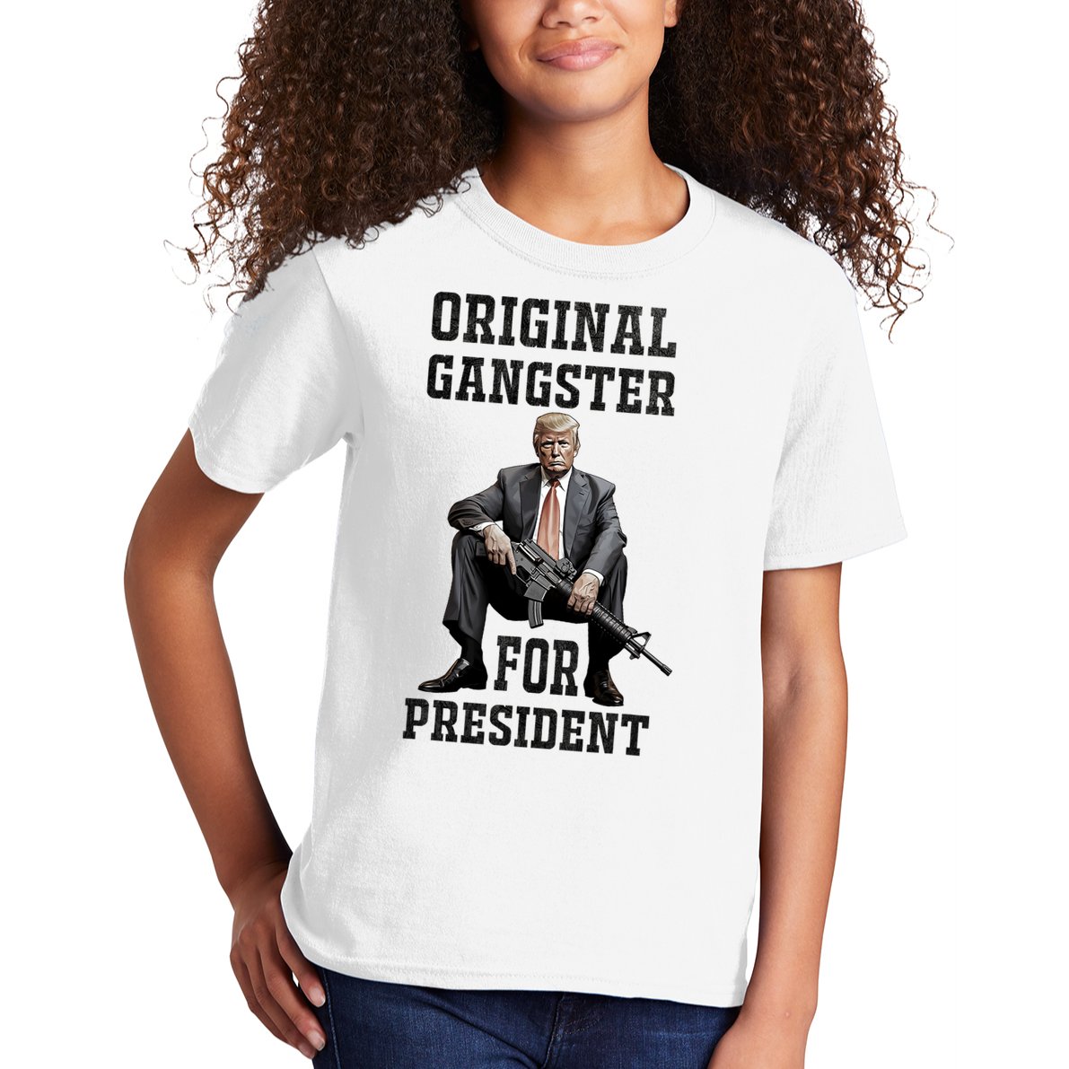 Donald Trump Mugshot Original Gangster For President 2024 Kids T-Shirt
