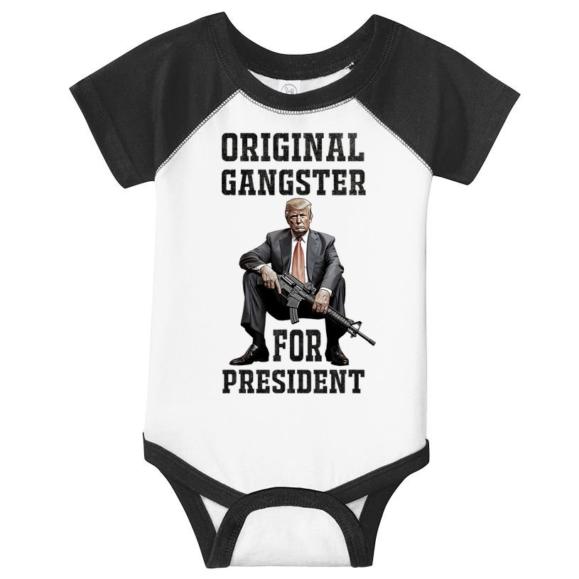 Donald Trump Mugshot Original Gangster For President 2024 Infant Baby Jersey Bodysuit