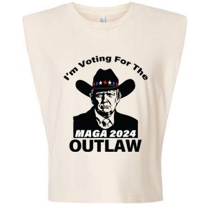 Donald Trump Maga Im Voting For The Outlaw 2024 President Garment-Dyed Women's Muscle Tee