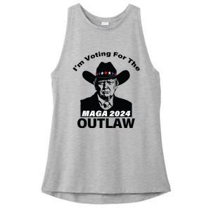 Donald Trump Maga Im Voting For The Outlaw 2024 President Ladies PosiCharge Tri-Blend Wicking Tank