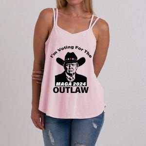 Donald Trump Maga Im Voting For The Outlaw 2024 President Women's Strappy Tank