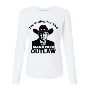 Donald Trump Maga Im Voting For The Outlaw 2024 President Womens Cotton Relaxed Long Sleeve T-Shirt