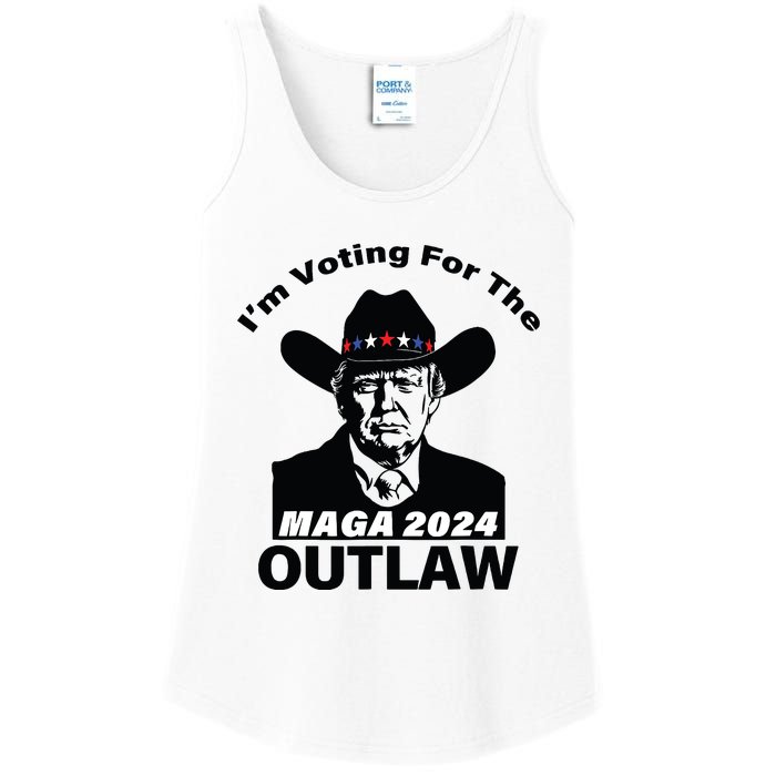 Donald Trump Maga Im Voting For The Outlaw 2024 President Ladies Essential Tank