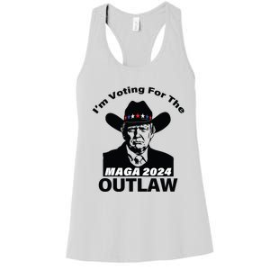 Donald Trump Maga Im Voting For The Outlaw 2024 President Women's Racerback Tank