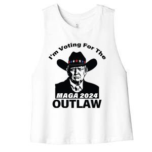 Donald Trump Maga Im Voting For The Outlaw 2024 President Women's Racerback Cropped Tank