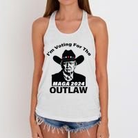 Donald Trump Maga Im Voting For The Outlaw 2024 President Women's Knotted Racerback Tank