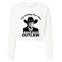 Donald Trump Maga Im Voting For The Outlaw 2024 President Cropped Pullover Crew