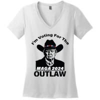 Donald Trump Maga Im Voting For The Outlaw 2024 President Women's V-Neck T-Shirt