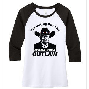 Donald Trump Maga Im Voting For The Outlaw 2024 President Women's Tri-Blend 3/4-Sleeve Raglan Shirt