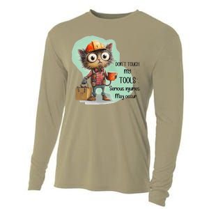 DonT Touch My Tools Serious Injuries May Occur Funny Cat Cooling Performance Long Sleeve Crew