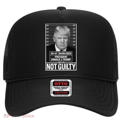 Donald Trump Mugshot Photo Not Guilty President 4547 High Crown Mesh Back Trucker Hat