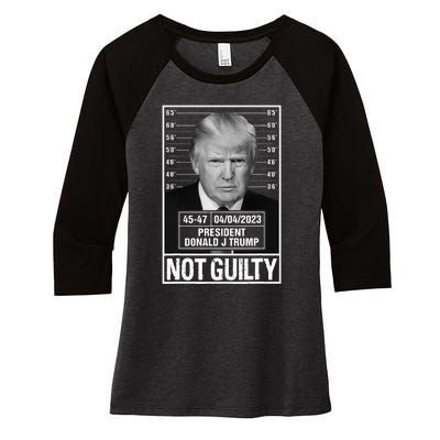 Donald Trump Mugshot Photo Not Guilty President 4547 Women's Tri-Blend 3/4-Sleeve Raglan Shirt