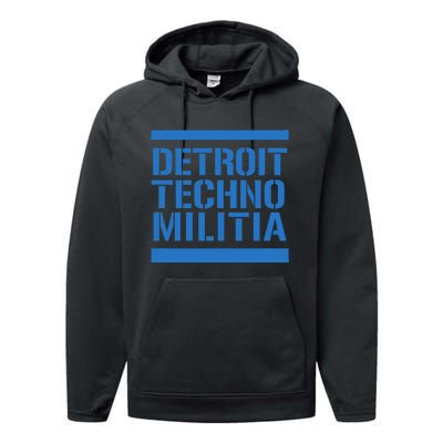 Detroit Techno Militia Blue Performance Fleece Hoodie