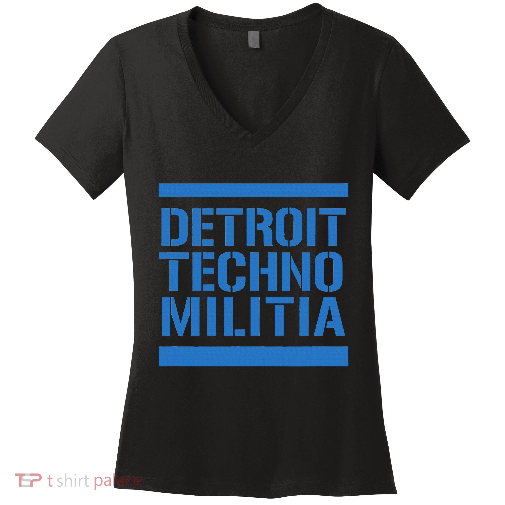 Detroit Techno Militia Blue Women's V-Neck T-Shirt