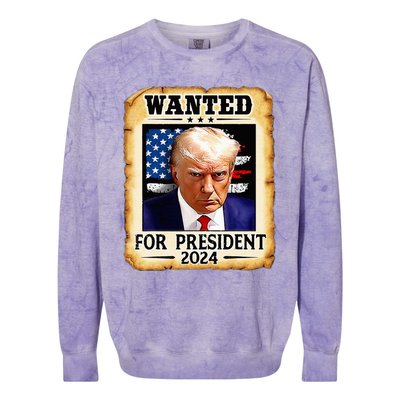 Donald Trump Mug Shot Wanted For U.S. President 2024 Colorblast Crewneck Sweatshirt