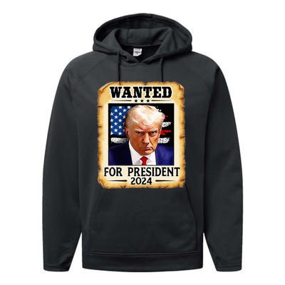 Donald Trump Mug Shot Wanted For U.S. President 2024 Performance Fleece Hoodie