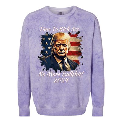 Donald Trump My President 2024 America Mug Shot Flag Funny Colorblast Crewneck Sweatshirt