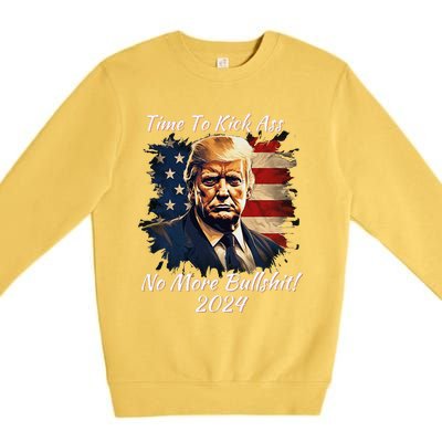 Donald Trump My President 2024 America Mug Shot Flag Funny Premium Crewneck Sweatshirt