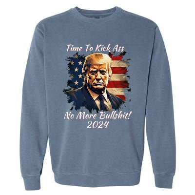 Donald Trump My President 2024 America Mug Shot Flag Funny Garment-Dyed Sweatshirt