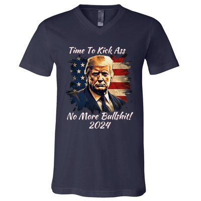 Donald Trump My President 2024 America Mug Shot Flag Funny V-Neck T-Shirt