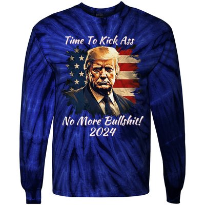 Donald Trump My President 2024 America Mug Shot Flag Funny Tie-Dye Long Sleeve Shirt