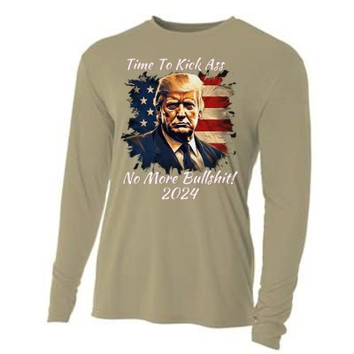 Donald Trump My President 2024 America Mug Shot Flag Funny Cooling Performance Long Sleeve Crew