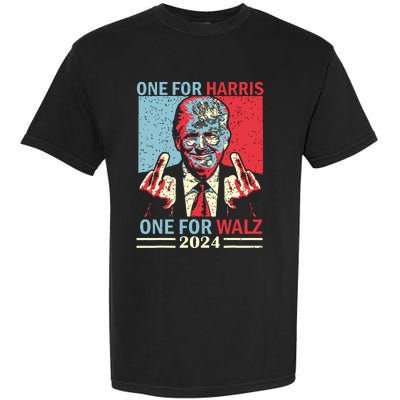 Donald Trump Middle Finger Harris Walz Usa Election Garment-Dyed Heavyweight T-Shirt