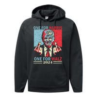 Donald Trump Middle Finger Harris Walz Usa Election Performance Fleece Hoodie