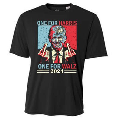 Donald Trump Middle Finger Harris Walz Usa Election Cooling Performance Crew T-Shirt