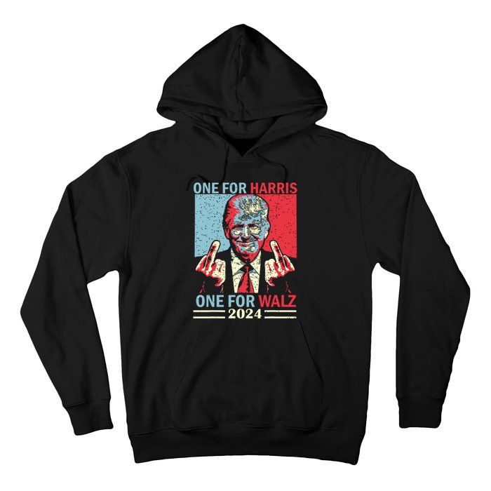 Donald Trump Middle Finger Harris Walz Usa Election Hoodie