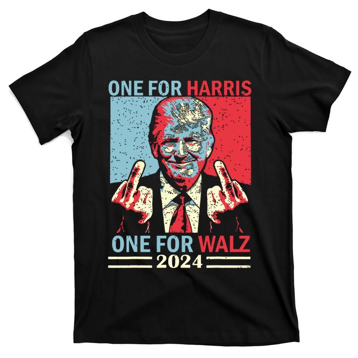 Donald Trump Middle Finger Harris Walz Usa Election T-Shirt