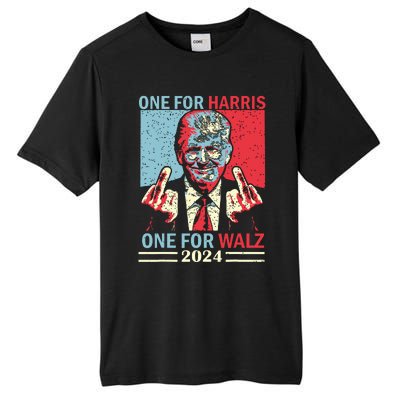 Donald Trump Middle Finger Harris Walz Usa Election Tall Fusion ChromaSoft Performance T-Shirt