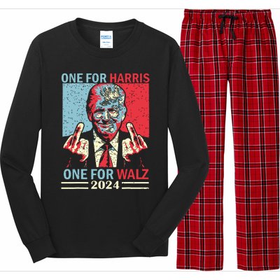 Donald Trump Middle Finger Harris Walz Usa Election Long Sleeve Pajama Set