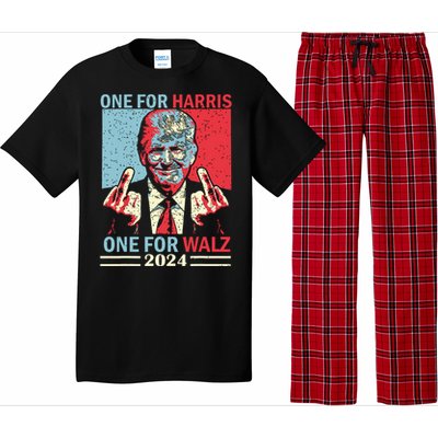 Donald Trump Middle Finger Harris Walz Usa Election Pajama Set