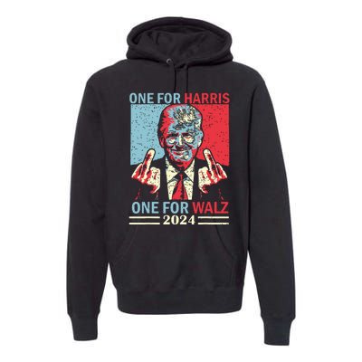 Donald Trump Middle Finger Harris Walz Usa Election Premium Hoodie